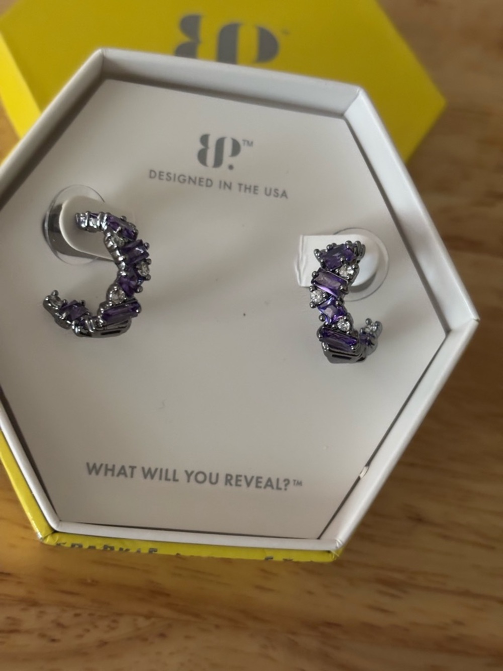 bp Purple Twisted Hoop Earrings - Picture 2 of 5